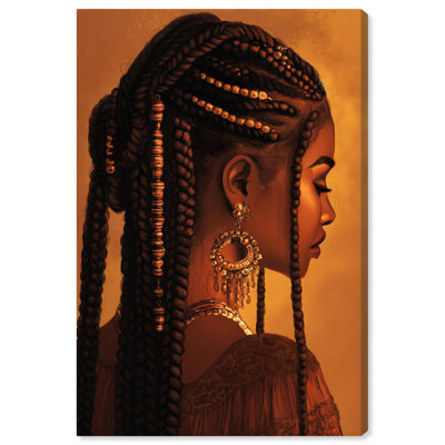 «Crowned in Braids», toile Art Portrait par Art Remedy