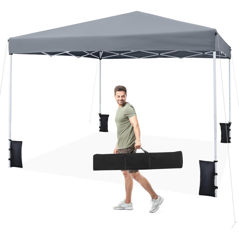 Portable Pop Up Canopy Shelter 290x290cm Easy Setup, Grey