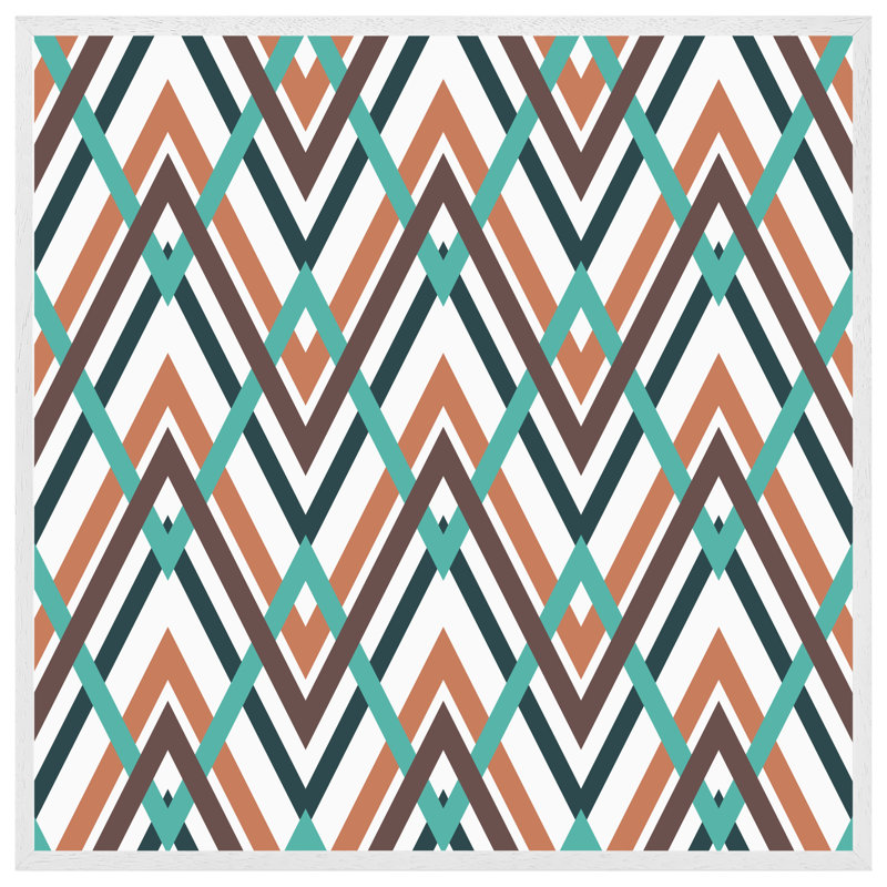 Darrtown Coloured Geometric Zig Zag 1 Piece Single Picture Frame Wall Art, 51cm H x 51cm W x 4cm D, White Framed