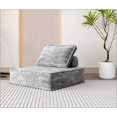 Modern Modular Sectional Single Sofa Couch, Armless Floor Accent Chair With Removable Back Cushion For Living Room And Apartment