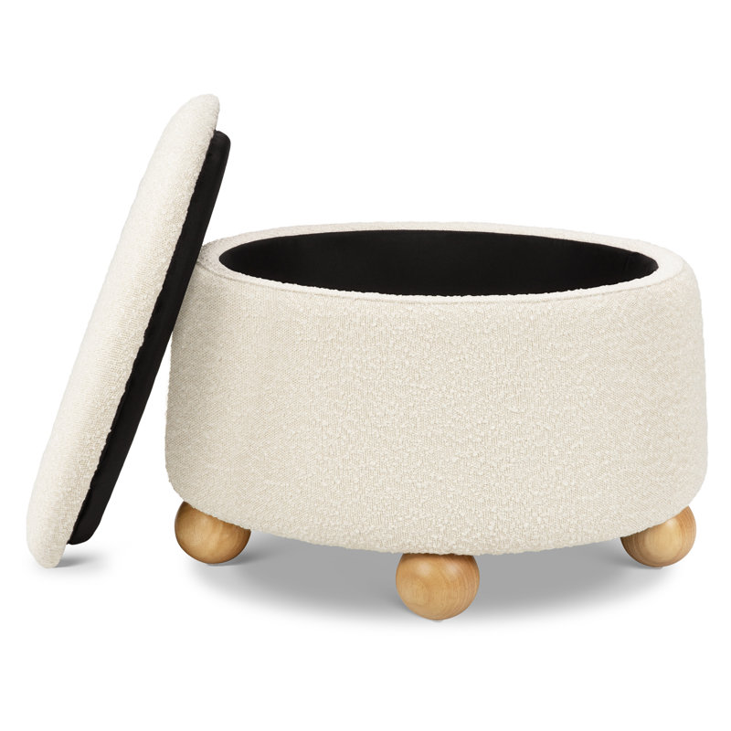 Tuffet Ottoman, Ivory Boucle