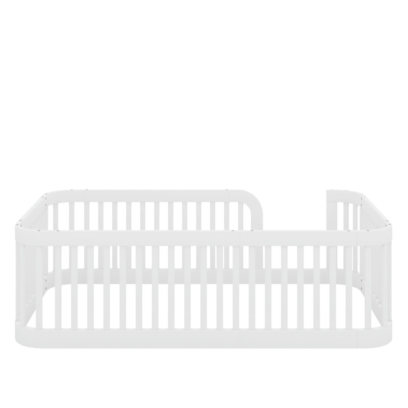 Structure de lit simple en bois avec clôture en bois, Blanc