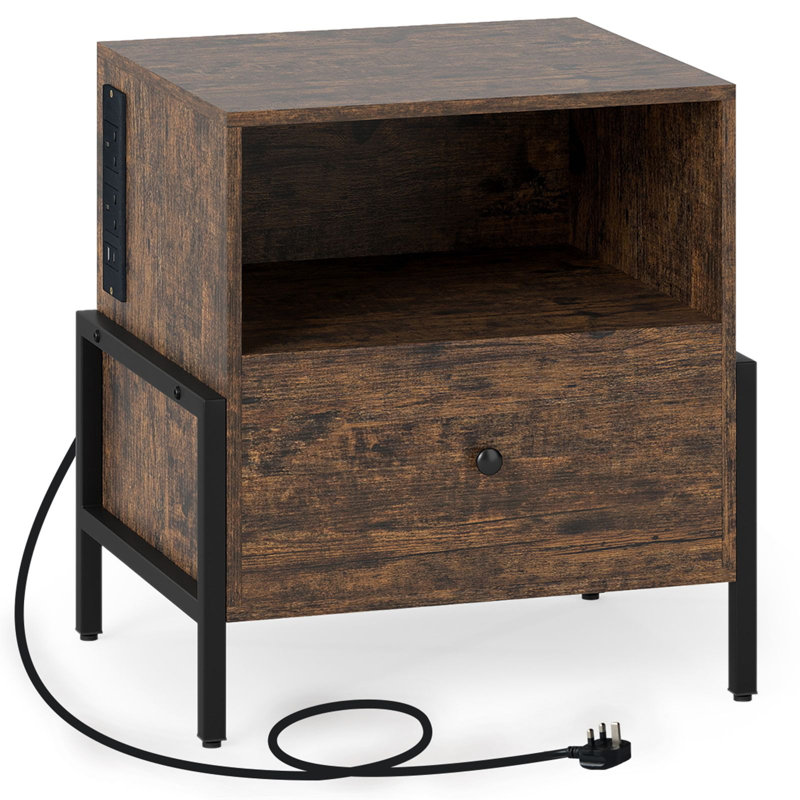 50cm W Metal Bedside Table