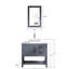 Meuble-lavabo gris de 30 po avec plateau rabattable et craquelé et miroir - Scratch, revêtement en feuille spéciale, s'adapte à toutes les salles de bain - Poignée bronze chic avec motif à l'huile, couleur riche