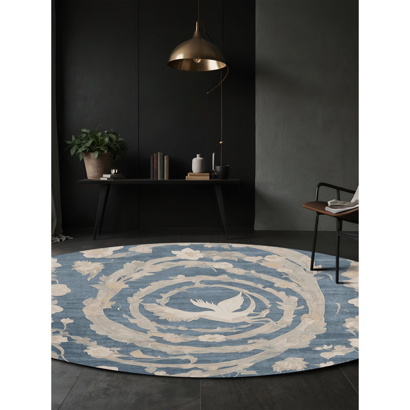 Machine Washable Gray Area Rug, Round 7'