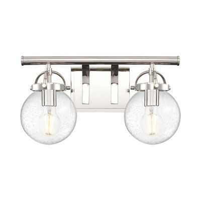 Latreille - 2 Light - 16 inch - Polished Nickel - Seedy Shade - Bath Vanity Light