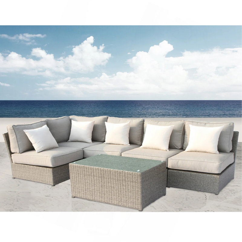 Ensemble de conversation de patio pour 4 personnes avec coussins - entièrement assemblé, installation rapide, Beige