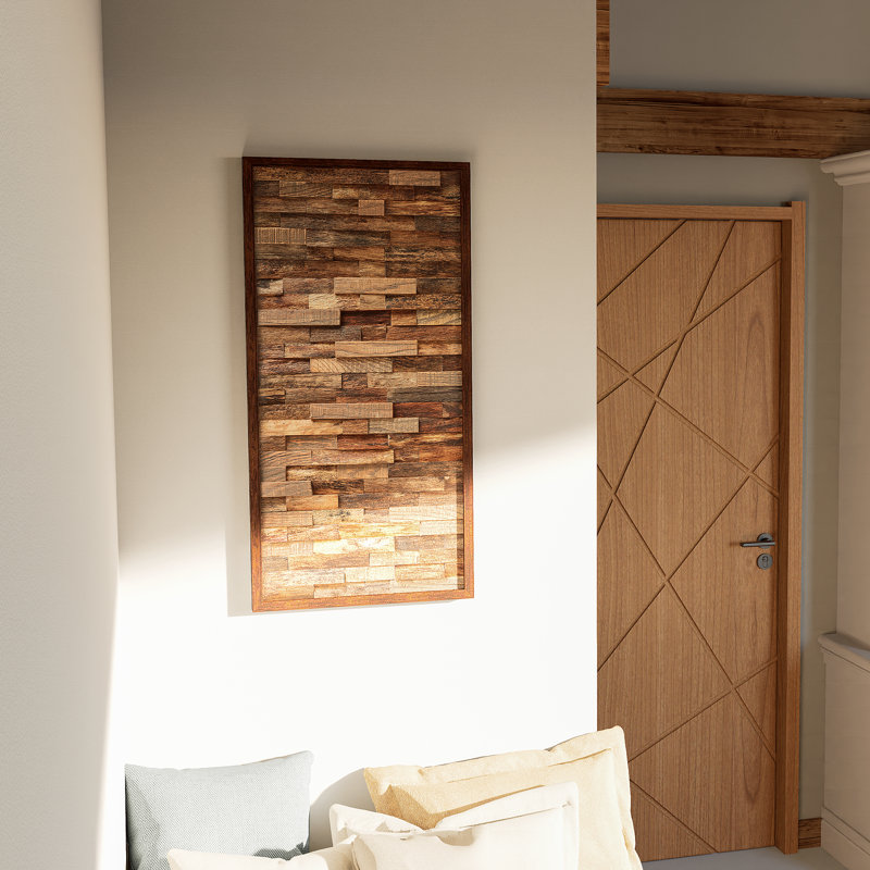 Rustic Abstract Wall Decor on Solid Wood