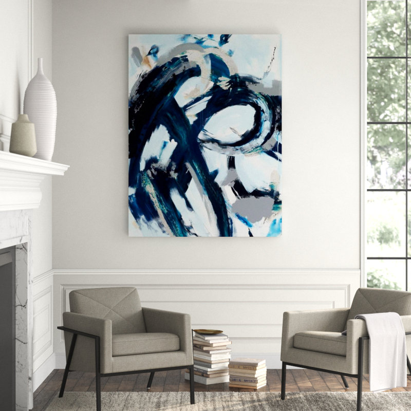 Black Flow Print by Derek Shaw, Hand Embellishment Silver, 66" H x 50" W