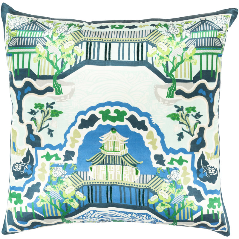 Housse de coussin Geisha, H 18 po x l 18 po x P 0,25 po, Bleu vif