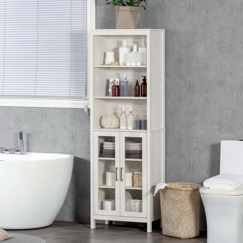 Grande armoire de rangement pour salle de bain avec tablette à 3 niveaux