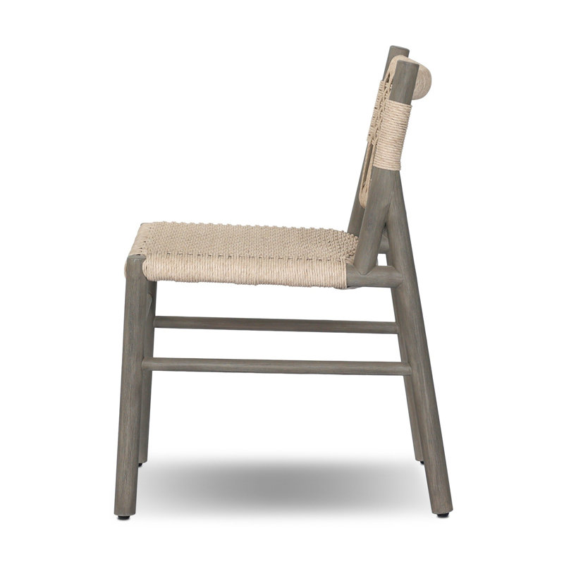 Outdoor Teak Dining Side Chair, Vintage White