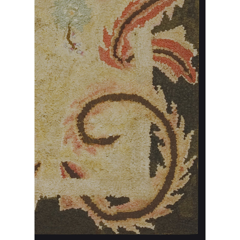 Small Scatter Size Bird Design Antique Ivory Cream Light Color American Hooked Rug