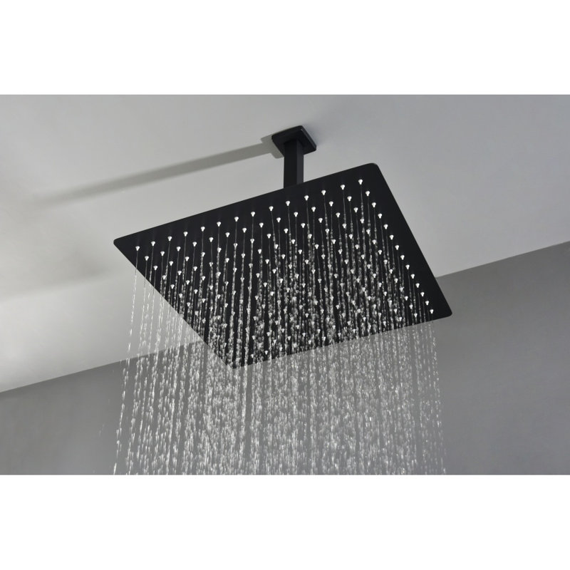 Pomme de douche 16 po noir mat, Noir mat