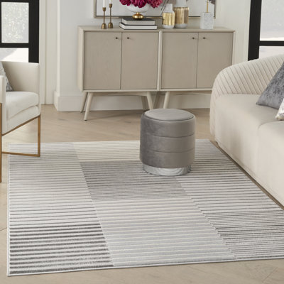 Breux Striped Grey Area Rug