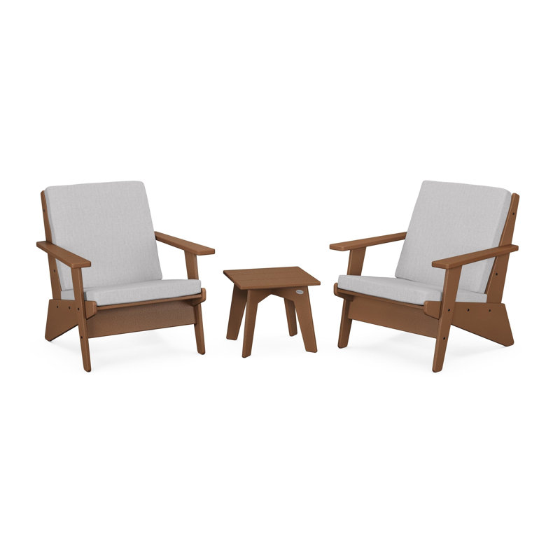 Riviera Modern Lounge 3-Piece Set, Teak, Granite
