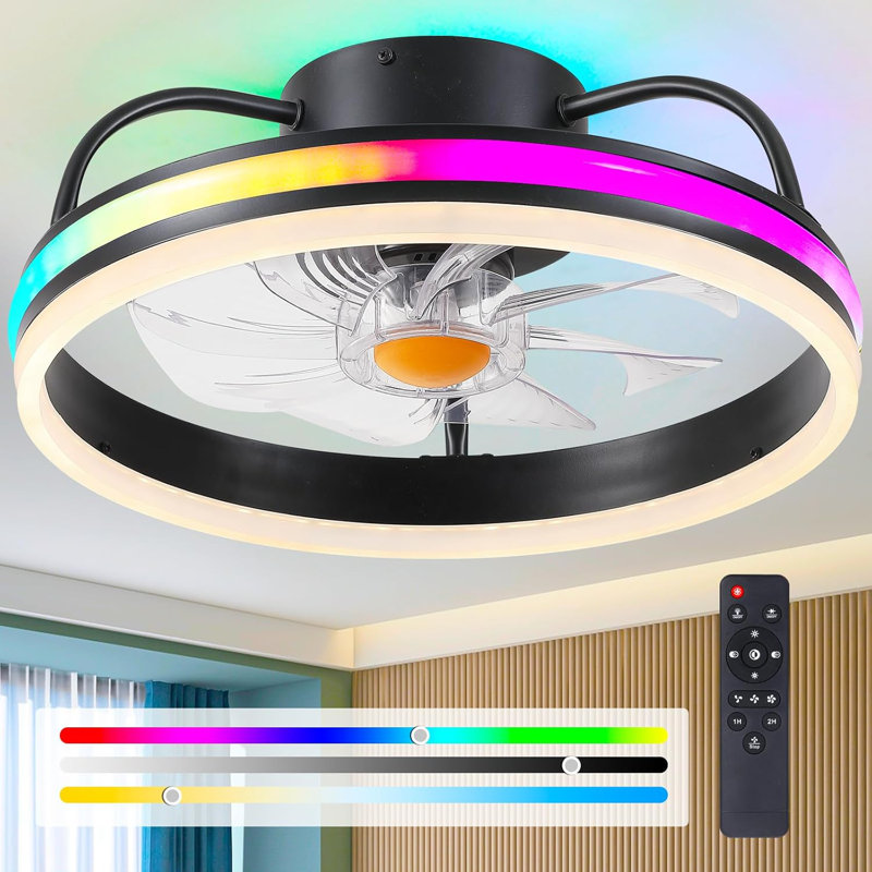 Petits ventilateurs de plafond encastrés modernes avec lumières et télécommande