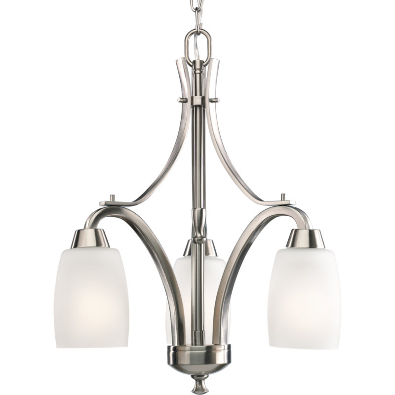 Lustre classique/traditionnel ombré 3 lumières Charleston, Nickel brossé