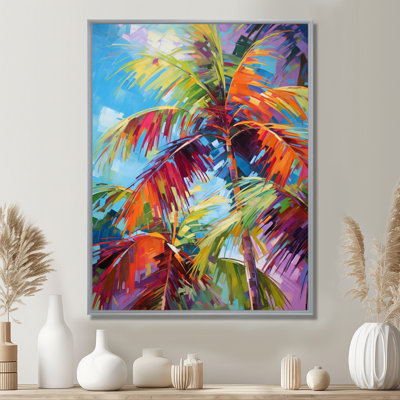 Millart Popart Palm Trees II - Palmiers et palmiers, reproduction d'art encadrée