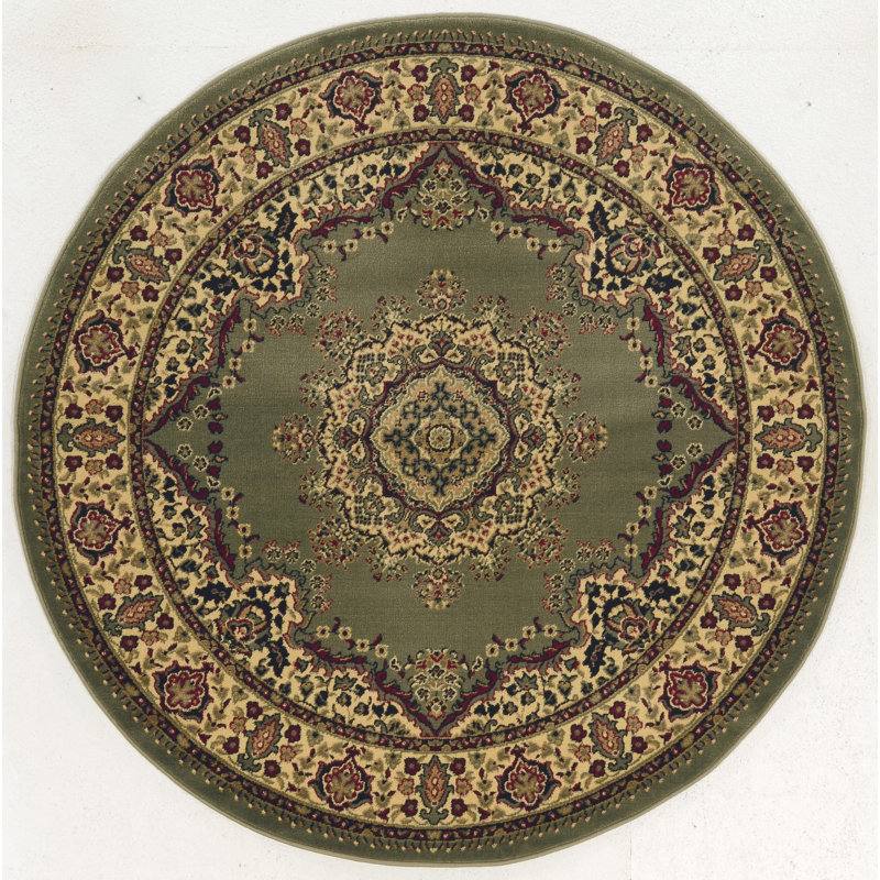 Northington Sage Traditional Oriental Area Rug, Round 5'3"