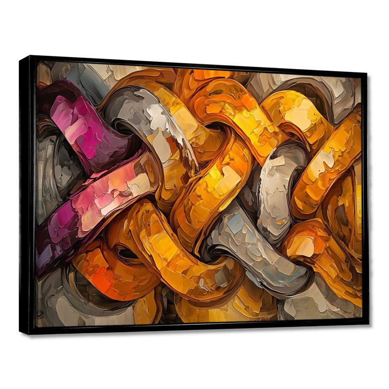 Livesay - Abstract Wall Art, Black, Floater Framed, 16" H x 32" W