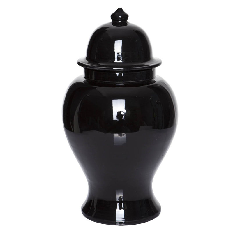 Ceramic Table Vase, Glossy Black