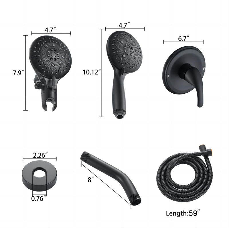 Massage/Jet Handheld Shower Head 1.8 GPM GPM, Black