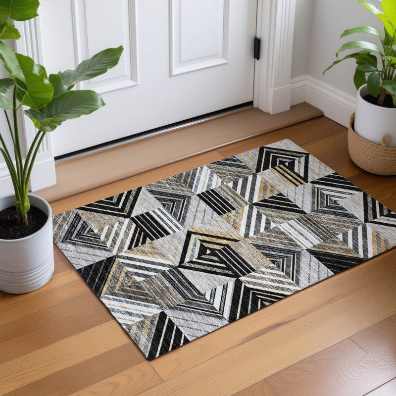 Tapis intérieur / extérieur lavable à la machine Lanphear ACN2399, Rectangle 1 pi 8 po x 2 pi 6 po