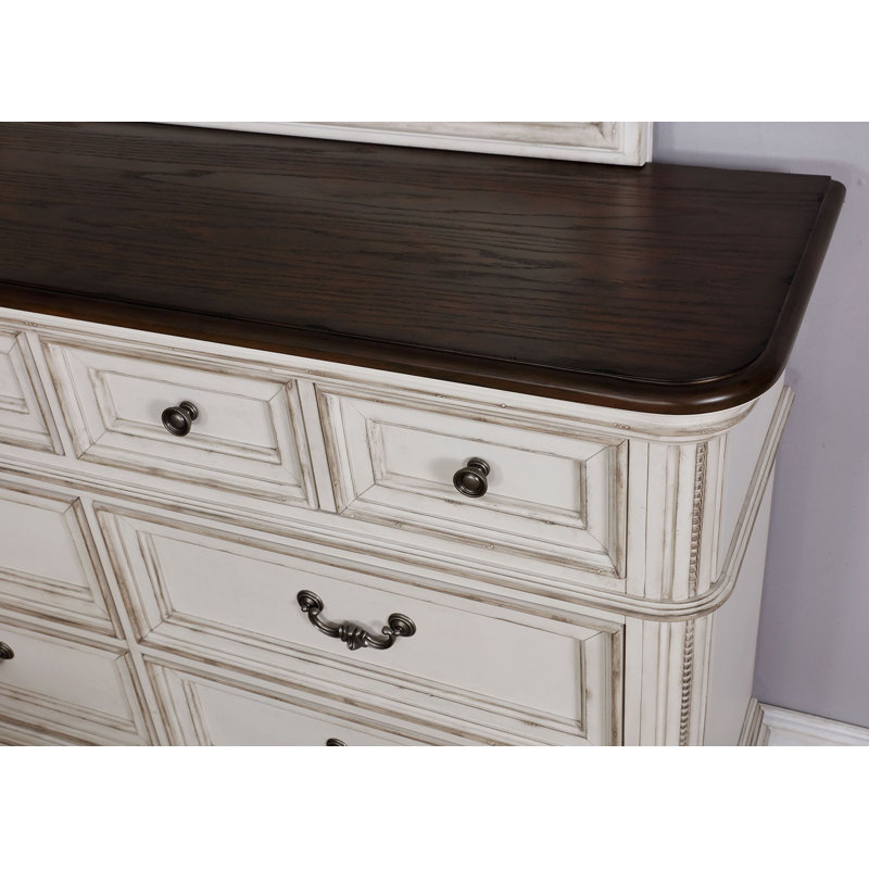 Amadahy 41'' W 5 - Drawer Dresser, White/Chocolate