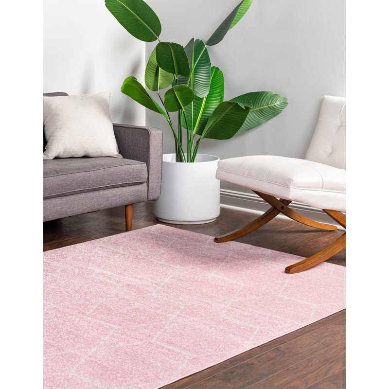 Tapis géométrique Debrodie, Rectangle 3 pi 1 po x 5 pi 3 po, Pink