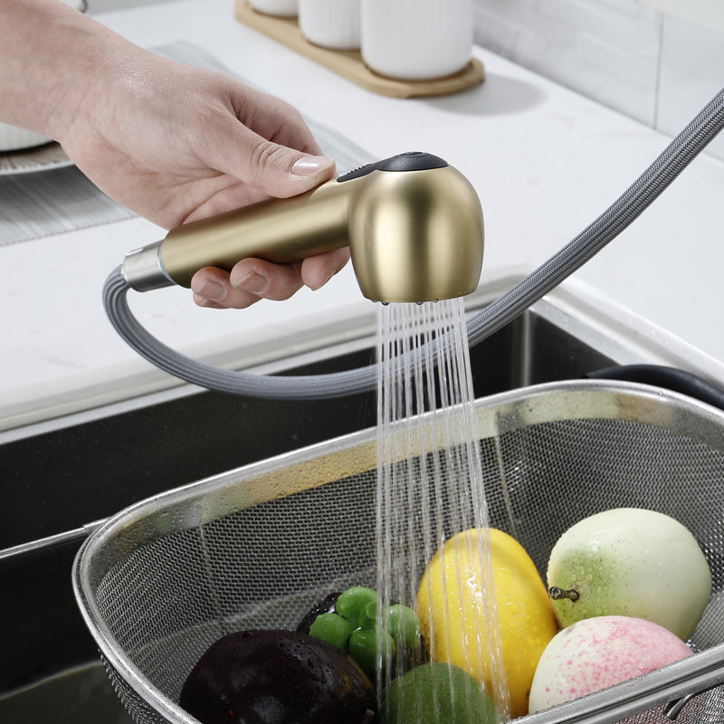Fapully Pull Out Kitchen Faucet, Brushed Gold