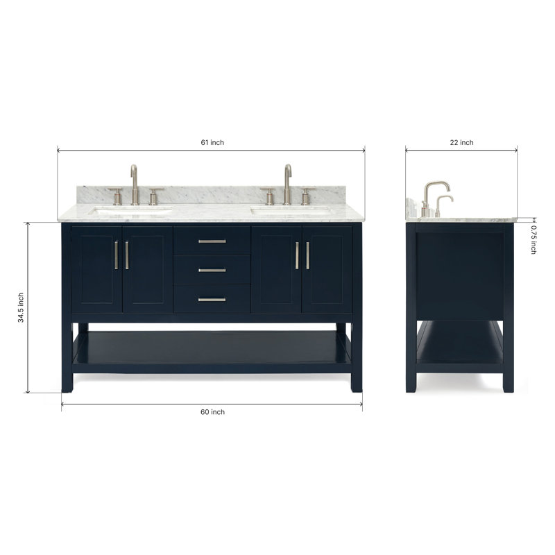 Magnolia Bath Vanity Rectangular Basin S073DCW2R,  73", Rectangle , Midnight Blue