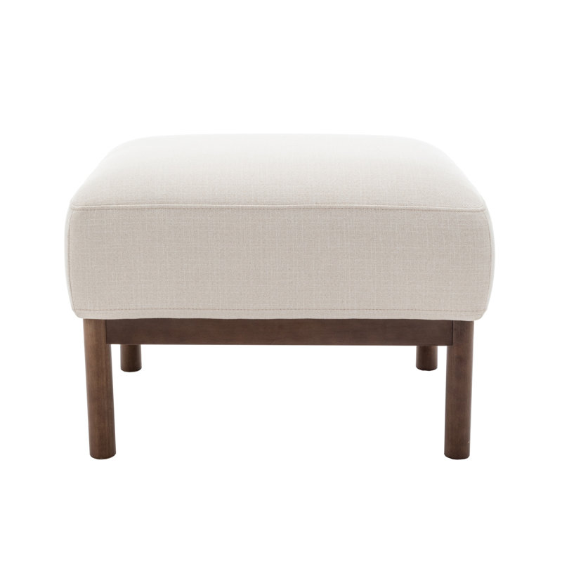 Kreindler Upholstered Ottoman, Ivory Polyester