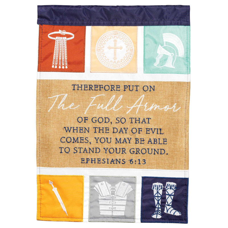 Drapeau de jardin double en polyester 18 po x 13 po Armour Of God