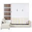 Grand lit blanc avec tablettes, confortable pour la nuit
