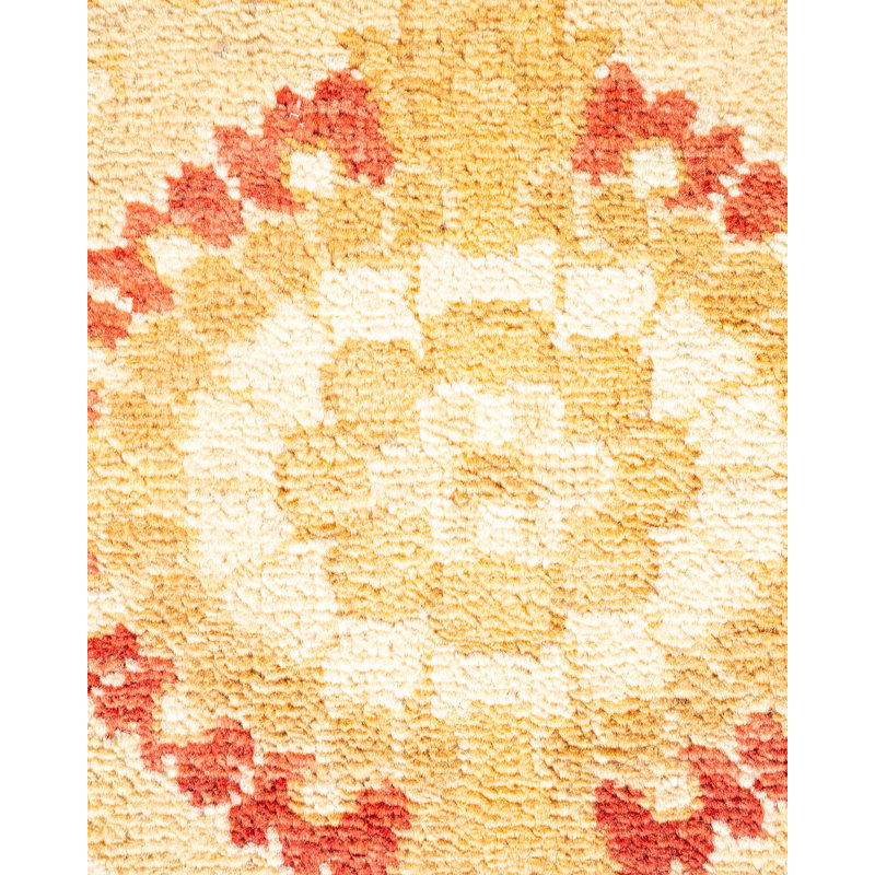 Tapis beige noué à la main de conception unique 9 pi 1 po x 9 pi 2 po Stanislau