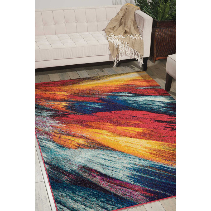 Tapis arc-en-ciel moderne Enoch, Rectangle 3 pi 11 po x 5 pi 11 po