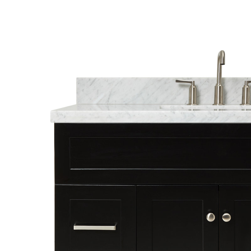 Hamlet 43'' Single Bathroom Vanity with Carrara Marble Top, Black