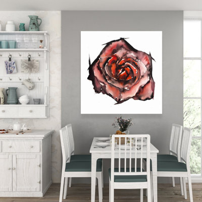 Aquarelle rose - toile de bureau rouge pour décoration intérieure - art élégant