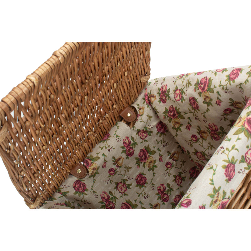 Wicker Square Laundry Basket with Lining, Light Steamed, Small (50cm H x 33cm W x 33cm D)