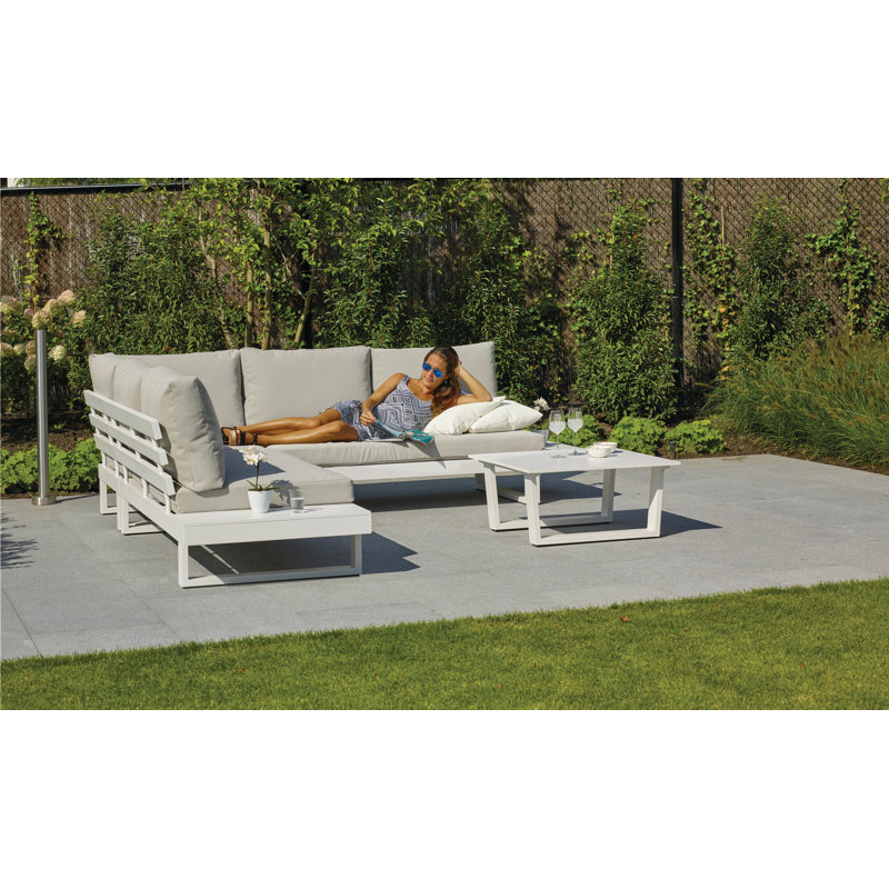 Metal 5 - Person Seating Group with Cushions, White, White