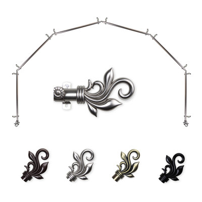Rexford 6-Sided Bay Window Single Curtain Rod & Hardware Set