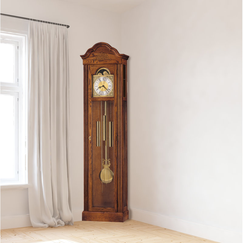 Yorkshire Oak Traditional Floor Clock with Brass Accents