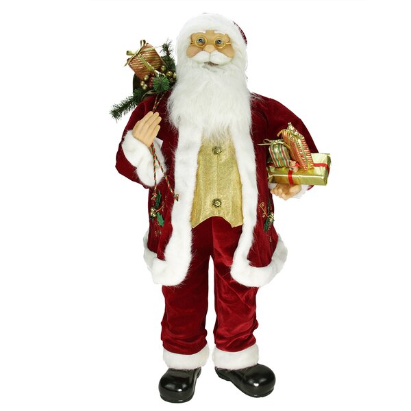Northlight Holly Berry Standing Santa Claus Christmas Figure with Gift ...
