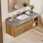 Armoire de salle de bain moderne 48 po avec tiroirs, meuble-lavabo mural en pierre, armoire en bois massif multi-couches, dosseret assorti-69461227-69461226