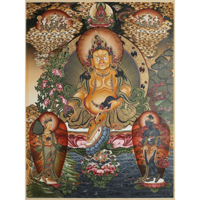 Jambhala Tibetan Thangka Painting (Brocadeless Thangka)