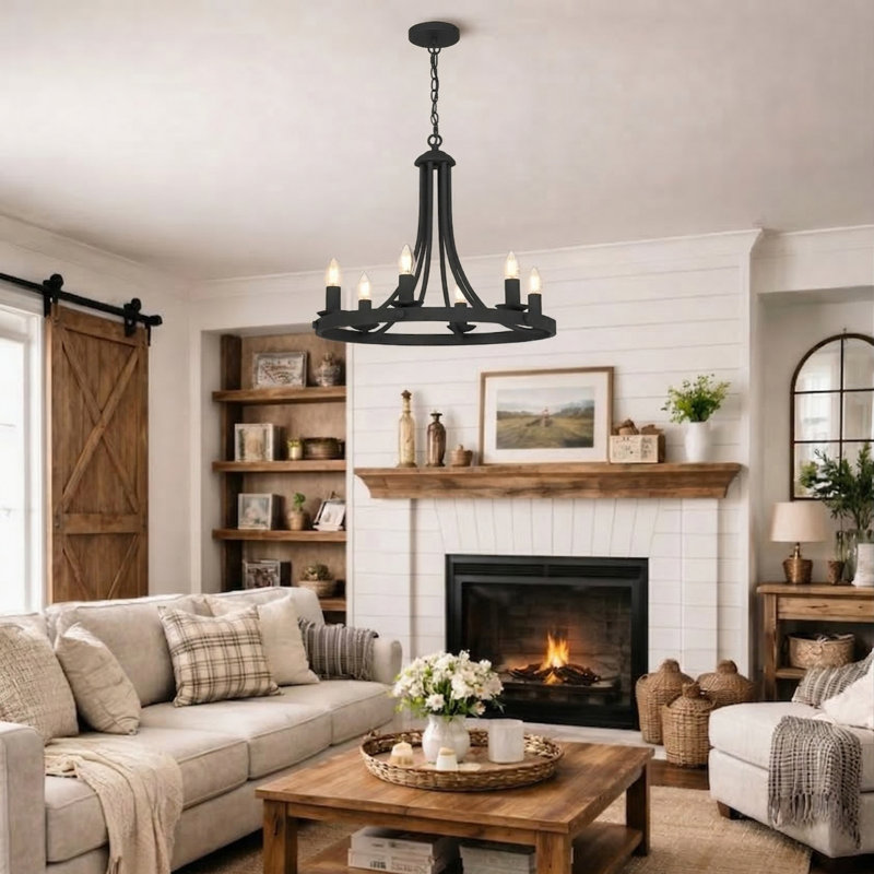 6-Lights Chandeliers Ceiling Lights, Matte Black
