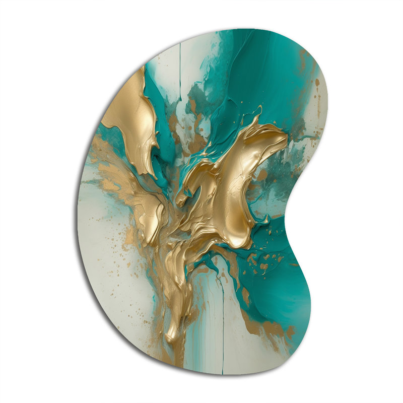 Leamington - Abstract Marble Boom Shape Irregular Metal Wall Decor, 31" H x 22" W