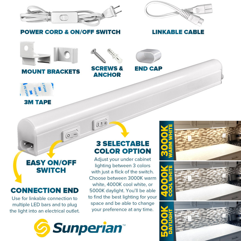 2-Light 12" Plug In LED Under Cabinet Strip Light