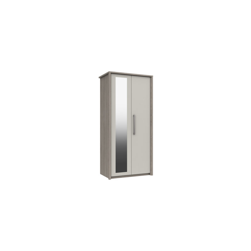 Colville 2 Door Manufactured Wood Wardrobe, Grey Oak/White Grey Gloss